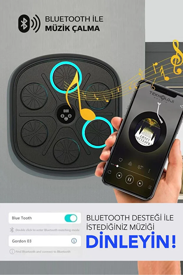 Boks Eğitim Makinesi Rgb Müzikli Bluetooth Hoparlör Genç Yetişkin Boks Egzersizi Eldiven Hediyeli